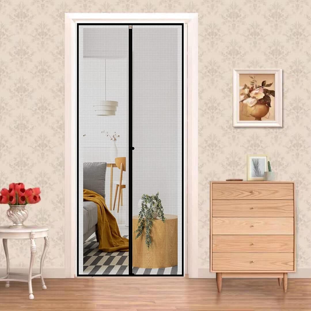 Magnetischer Fliegengittervorhang für Balkontüren, 85x190cm / Schwarz