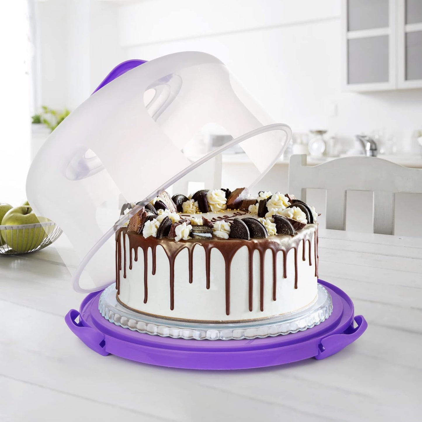 Runder Kuchenträger mit Tragegriff, 30 cm, Lila