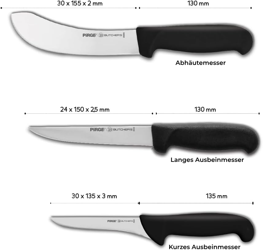 3-teiliges Metzgermesserset mit Tasche, BUTCHER'S 4 Stück