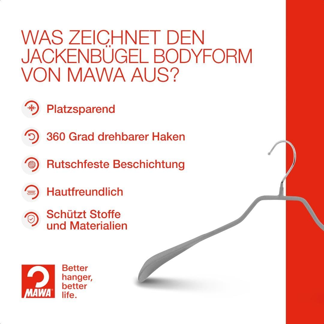 10-teiliges Kleiderbügel-Set mit Antirutschbeschichtung, Silber - 10 Stück 46 cm