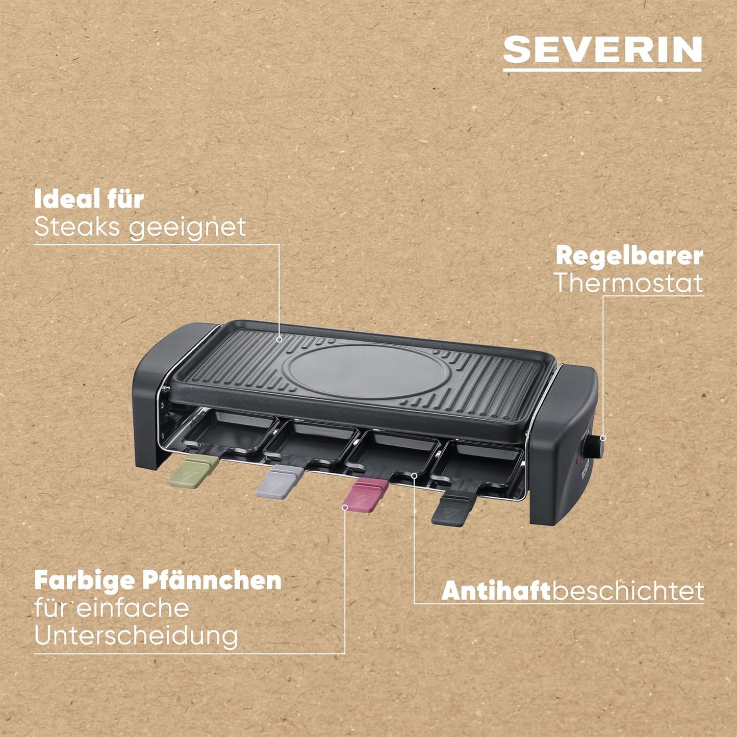 Raclette-Grill für 8 Personen, Auslauf