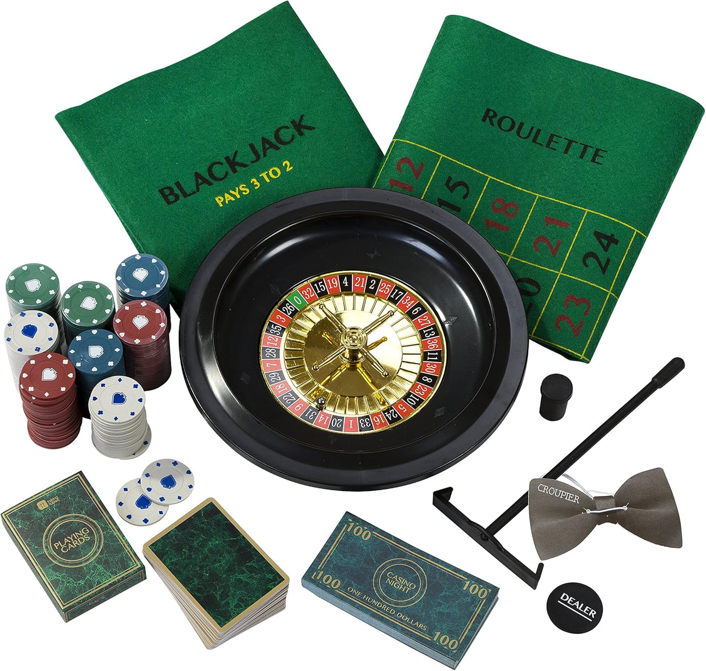 Casino Night Glücksspielset für Erwachsene, Argent