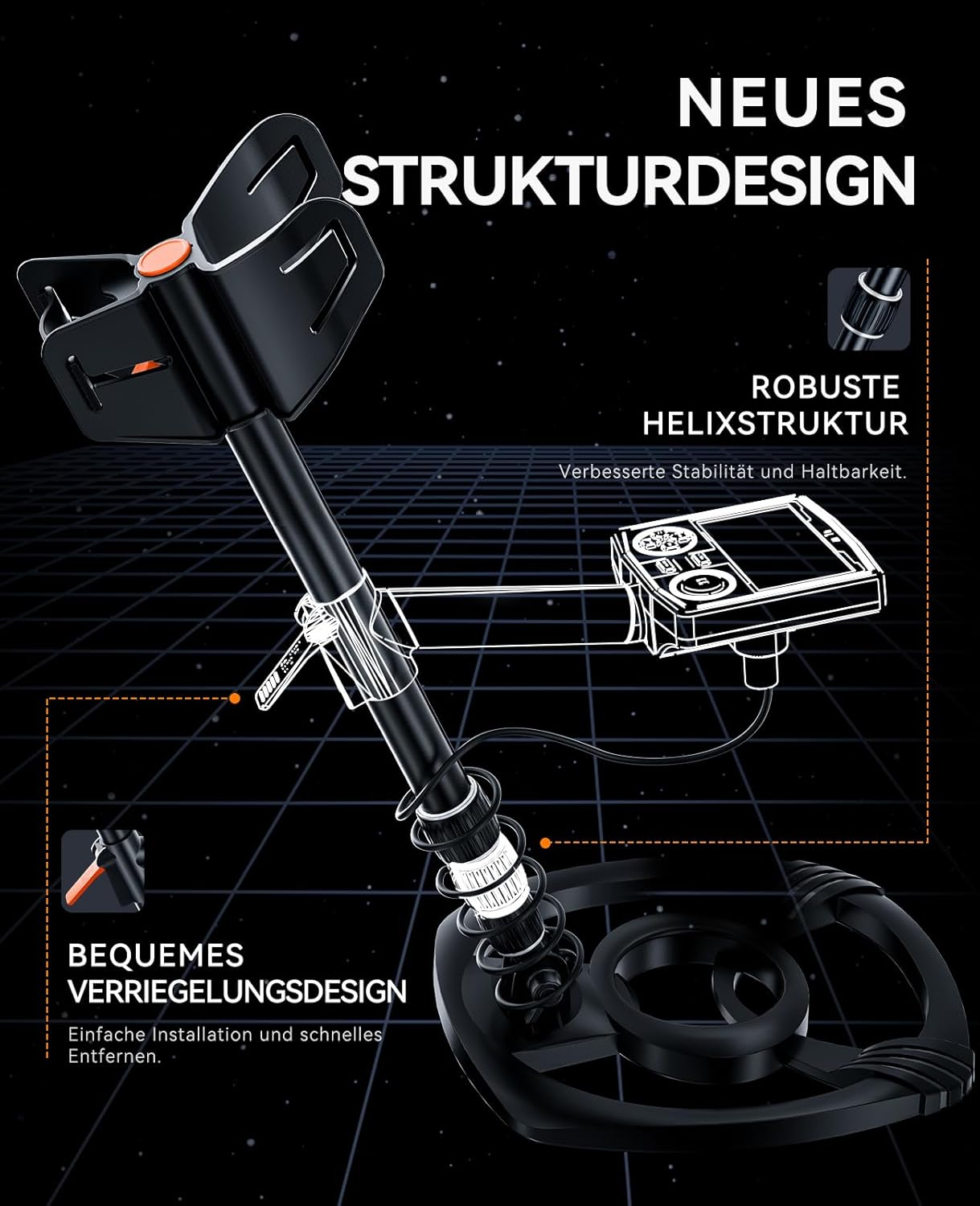 Metalldetektor mit Pinpointer & HD-LCD Display, OTMD14