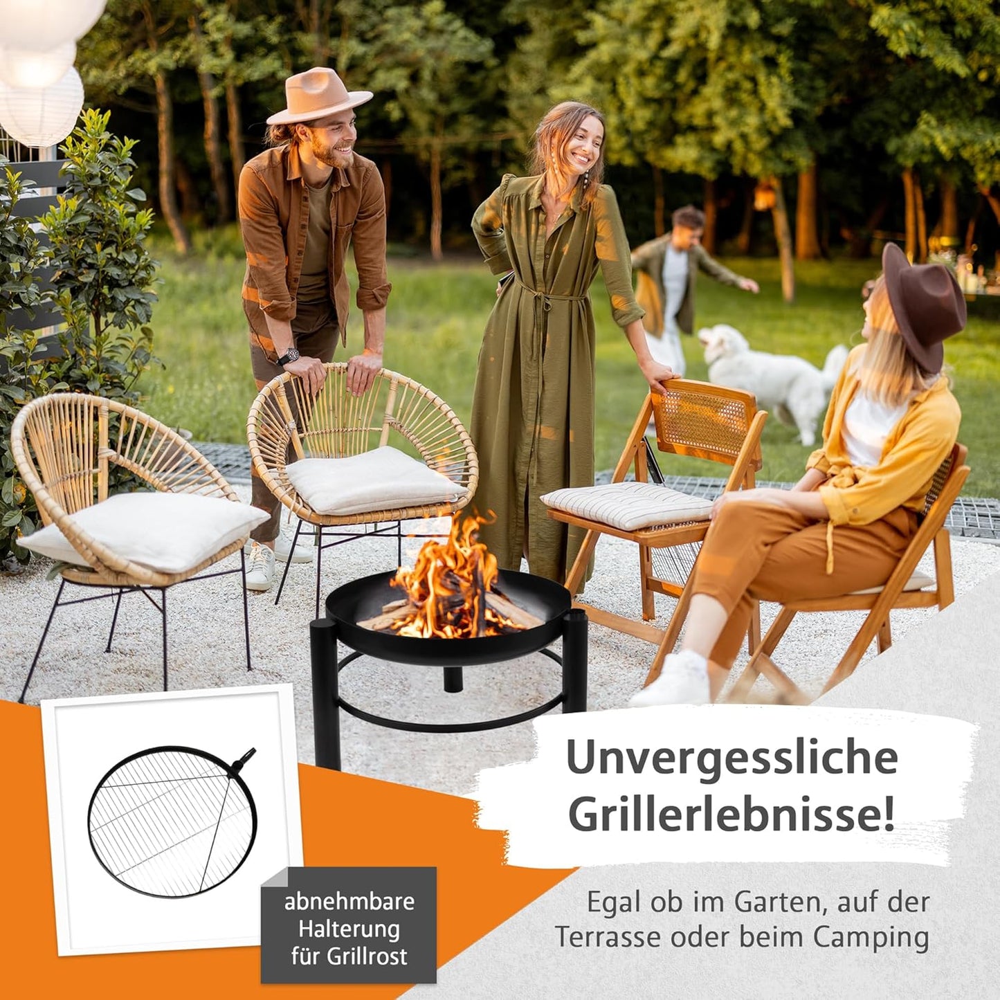 Feuerschale mit Grillrost, Feuerschale mit Schwenkgitter