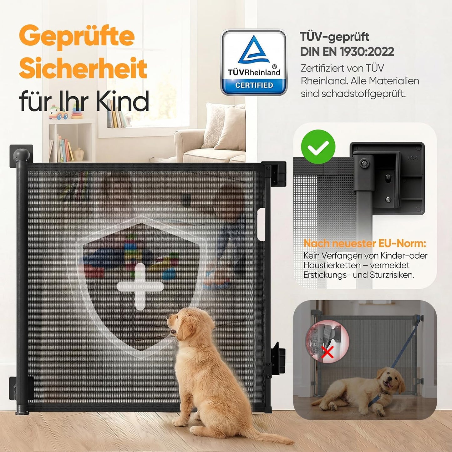 Ausziehbares Treppenschutzgitter, Schwarz 150cm