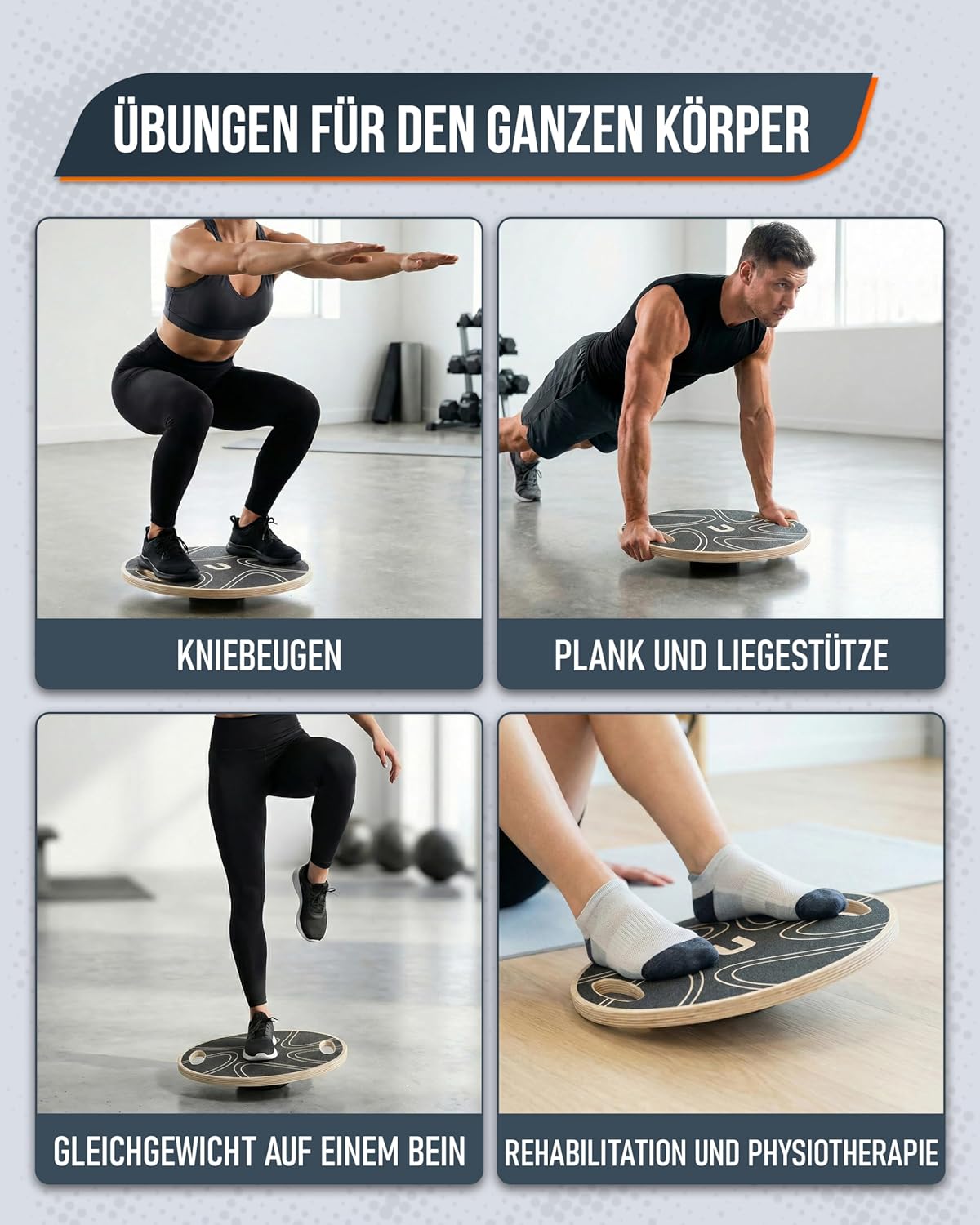 Balancebrett aus Holz für Ganzkörpertraining, #05 Holz – Rund (Graviert)