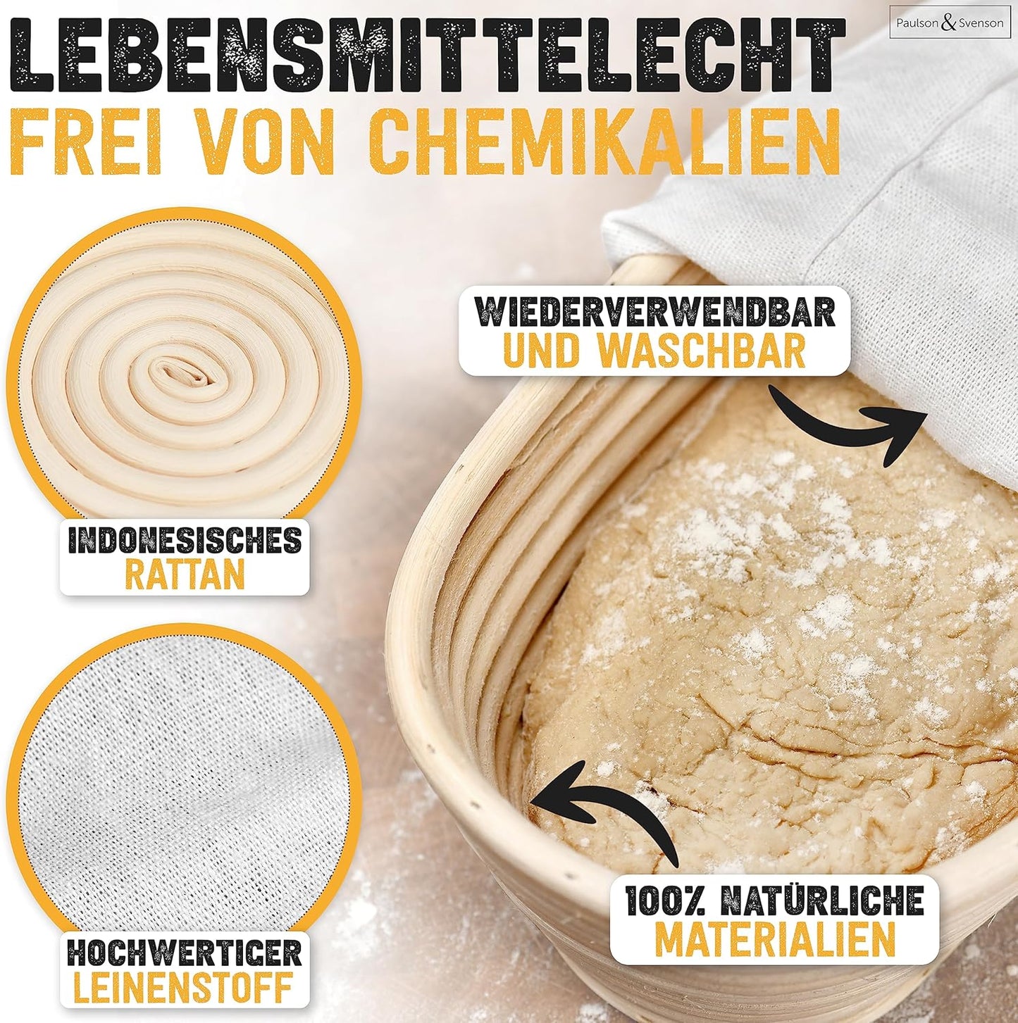 Gärkörbchen-Set inkl. Zubehör, Oval/Rund