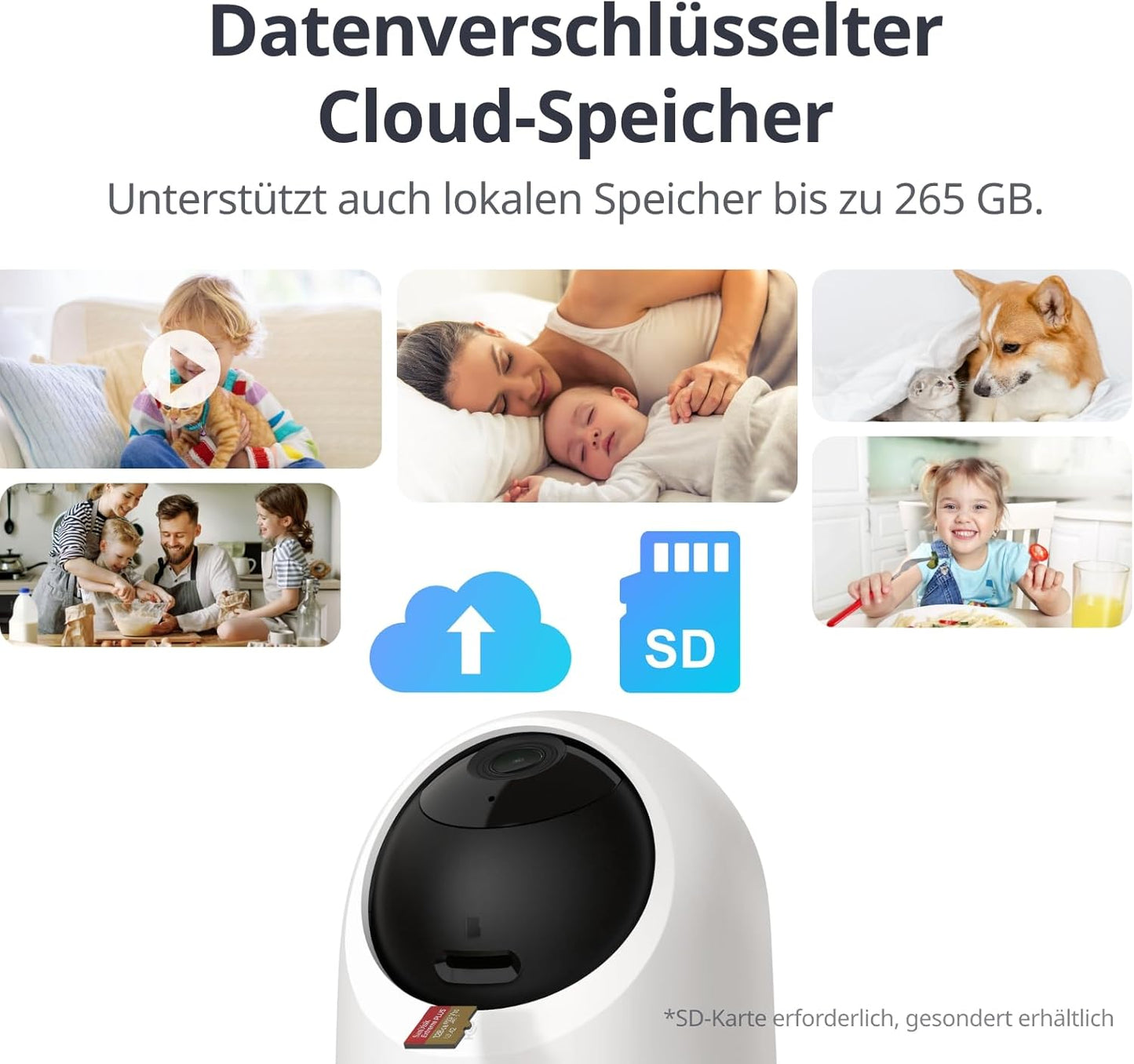 Sicherheitskamera 5MP mit 360° Bewegungsverfolgung, 3K