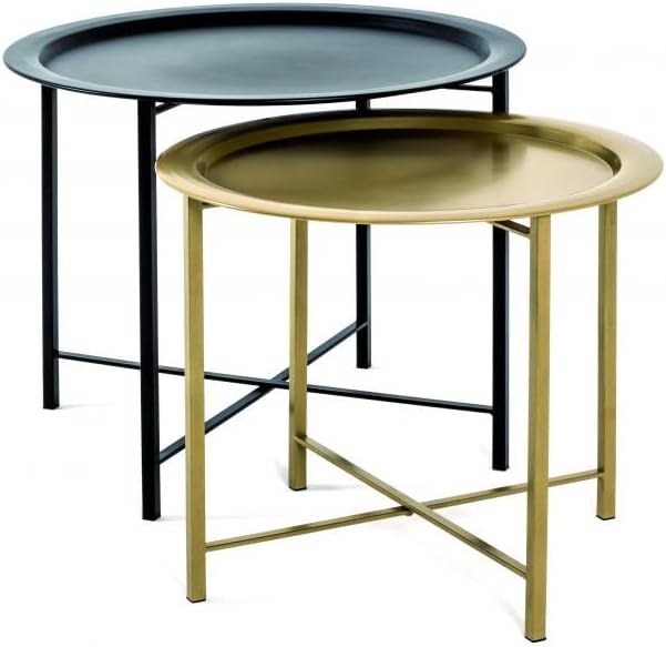 2er Set Couchtisch, Schwarz-gold