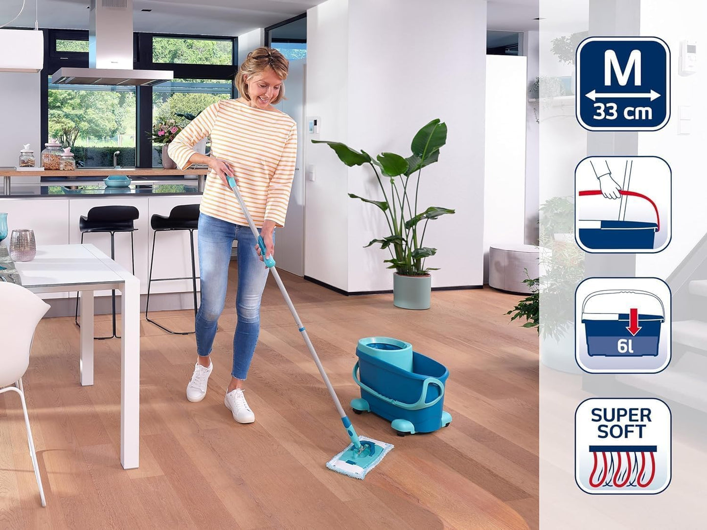 Flachwischer-Set Clean Twist, Eco Verpackung Set Clean Twist M Ergo 2.0 mit Rollen