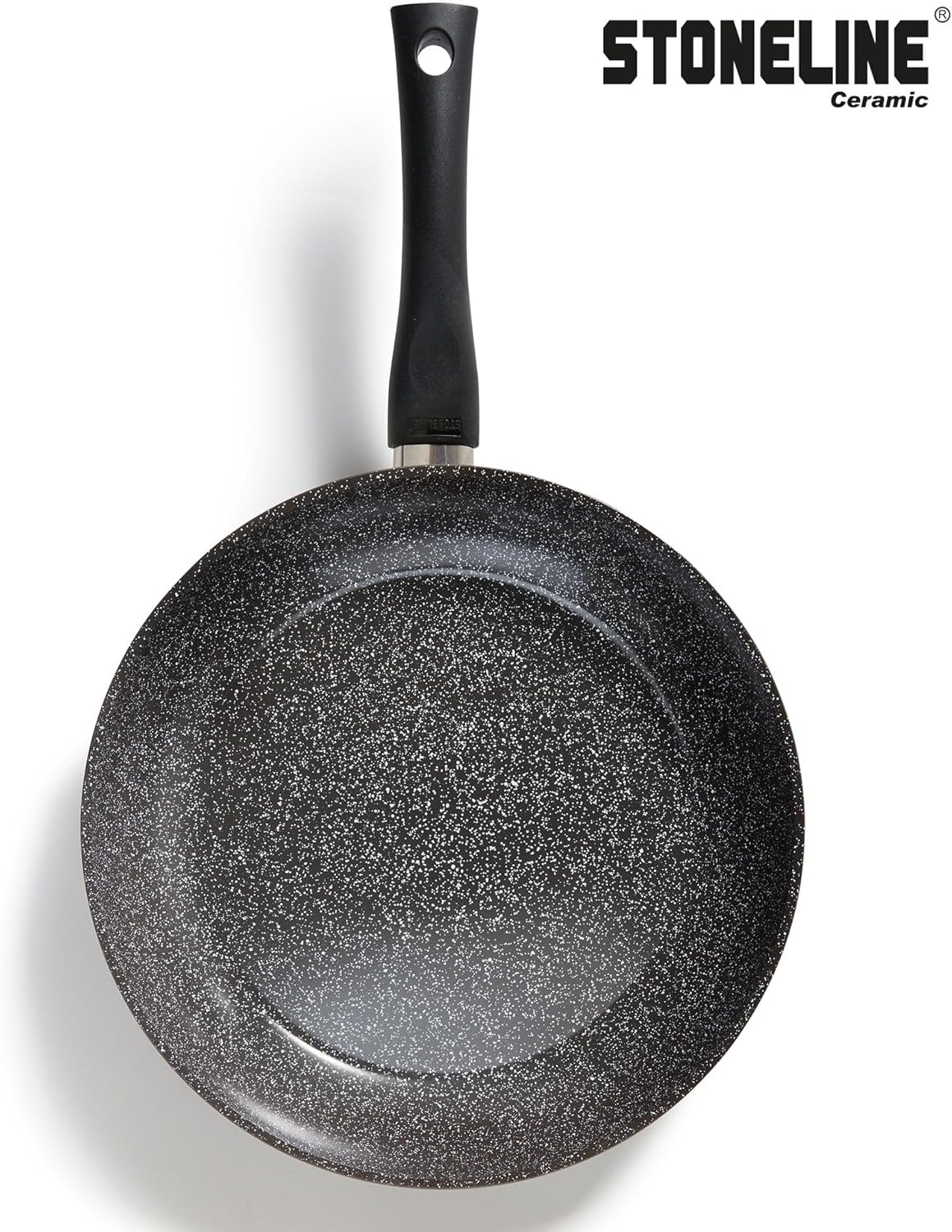 Keramik Bratpfanne mit Deckel, Schwarz 28 cm