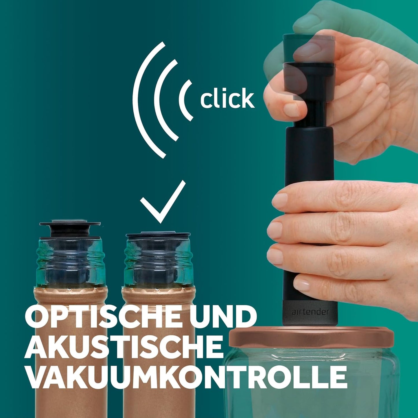 Vakuum-Pumpe-Set für Flaschen & Einmachgläser, Schwarz