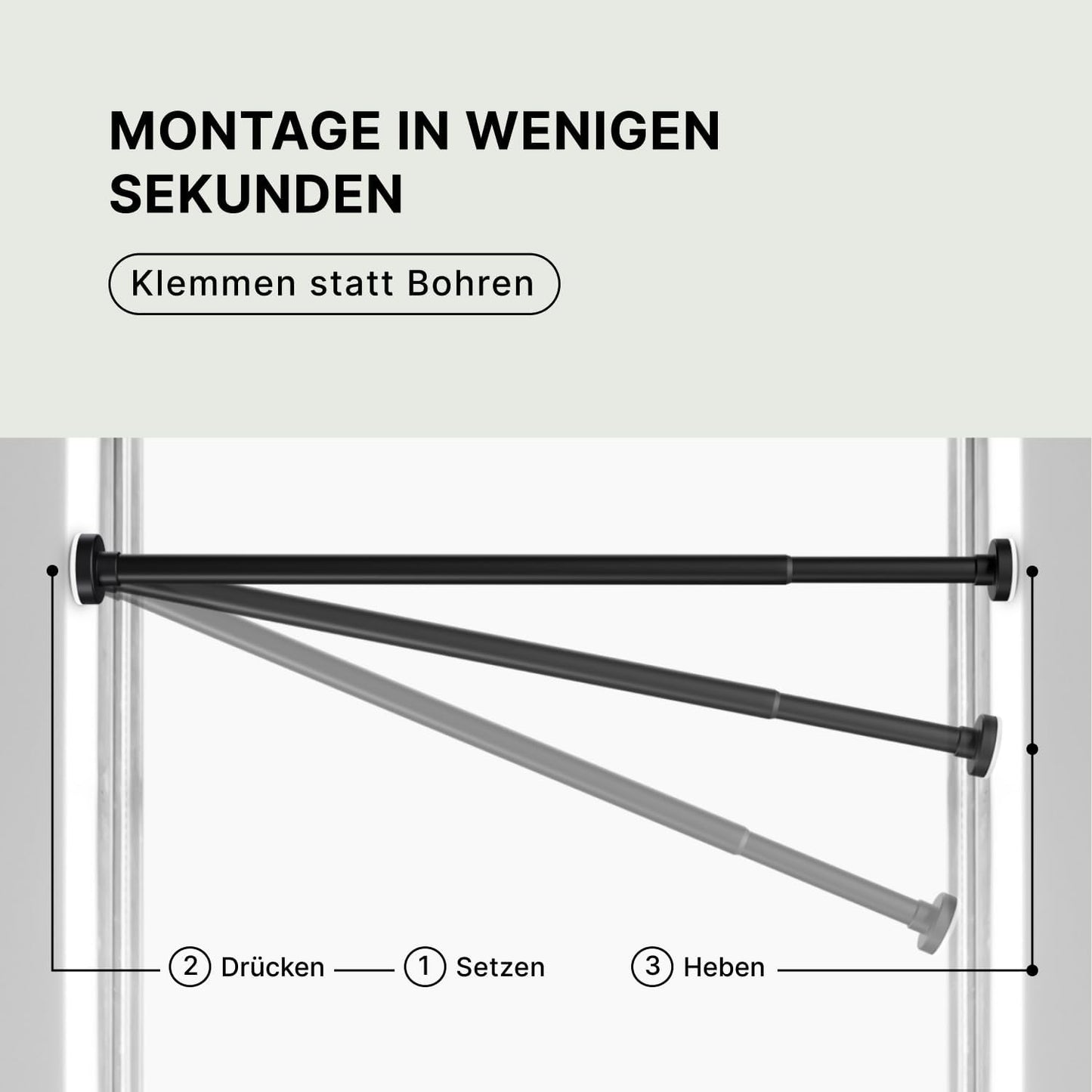 Teleskop-Klemmstange für Dusche, 50-80cm [1Stück] Schwarz