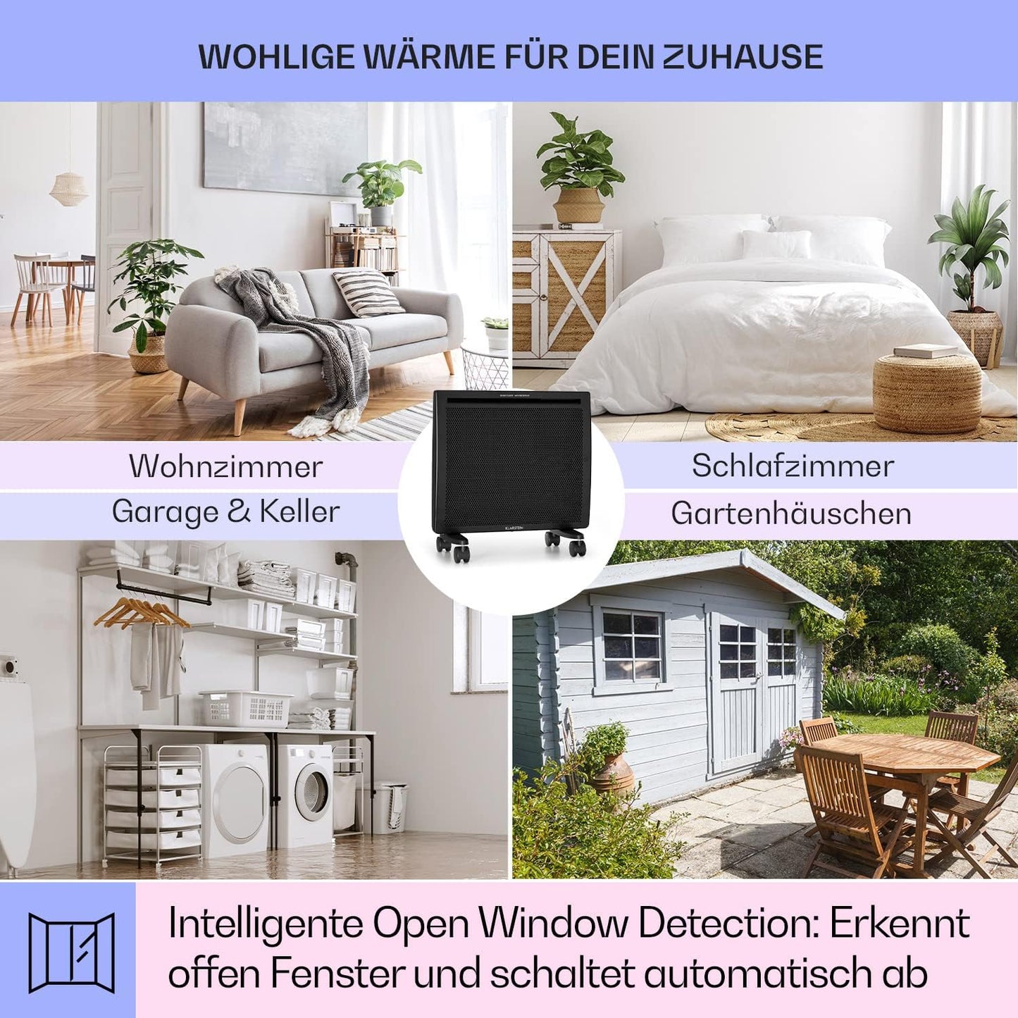 2-in-1 Heizgerät, 1000 Watt, Schwarz