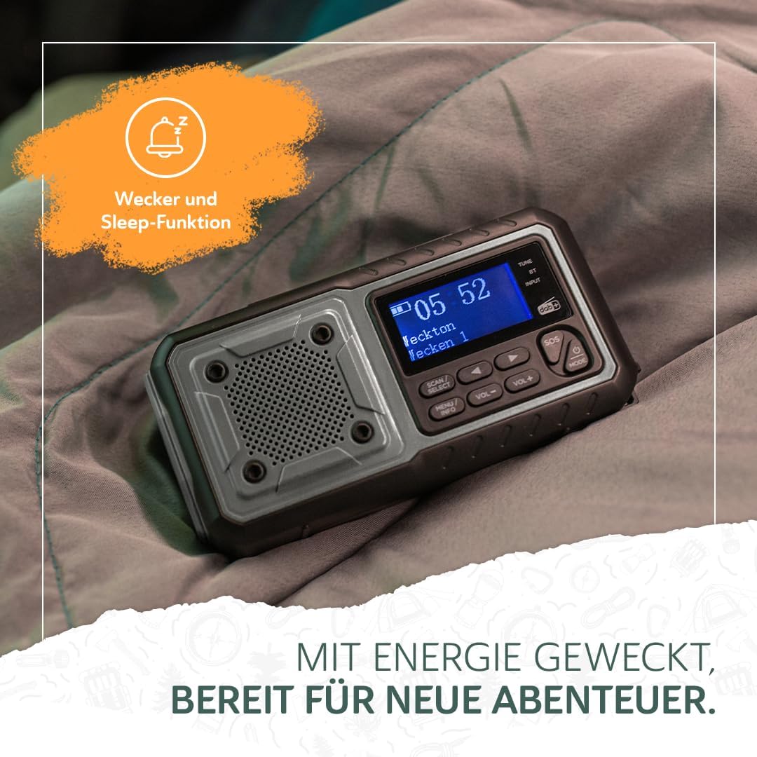 Notfallradio mit Kurbel & Solar, Grau DAB+