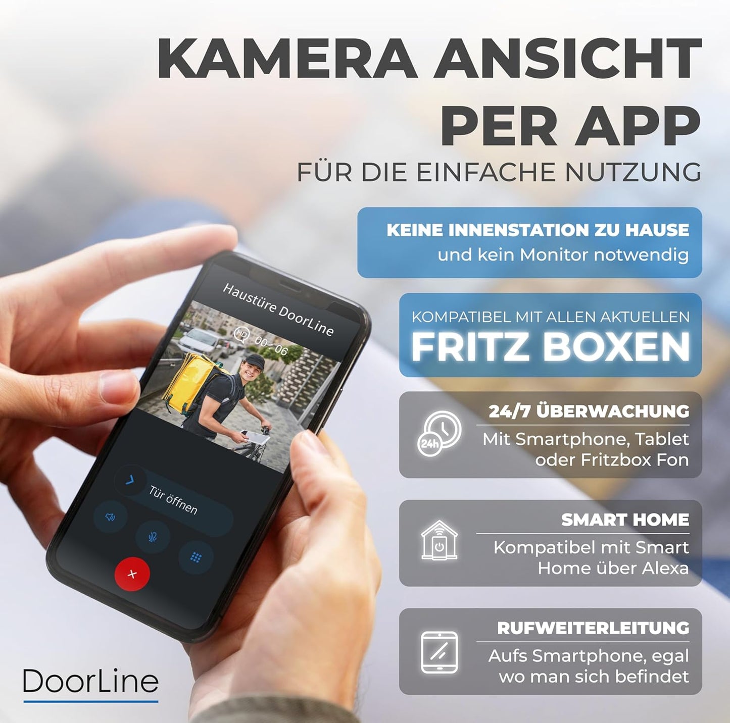 Video-Türklingel mit Kamera und App-Steuerung, 313,5 x 87 x 34 Anthrazit