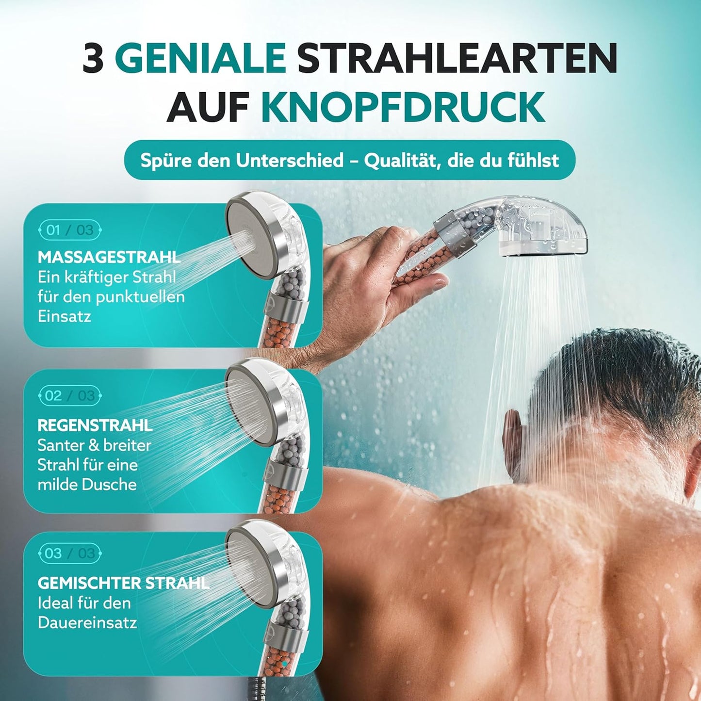 Wassersparender Duschkopf, 1 Stk