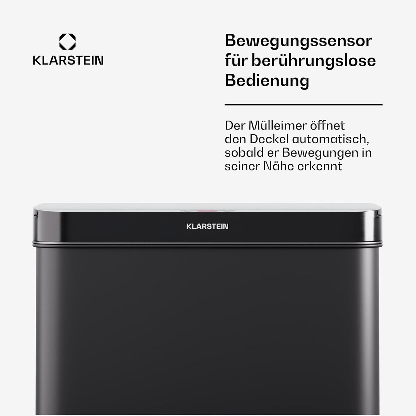 Sensor-Mülleimer mit Soft-Close, 50 L Schwarz