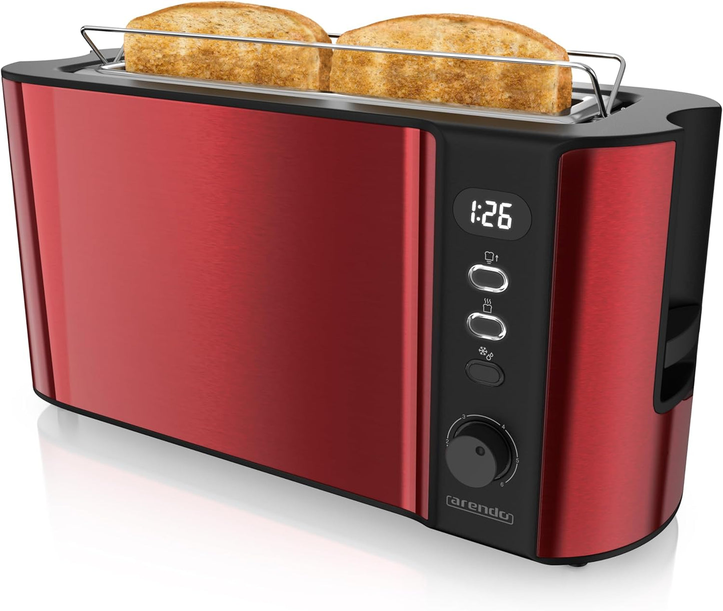 Langschlitz-Toaster mit Brötchenaufsatz, B: Karminrot