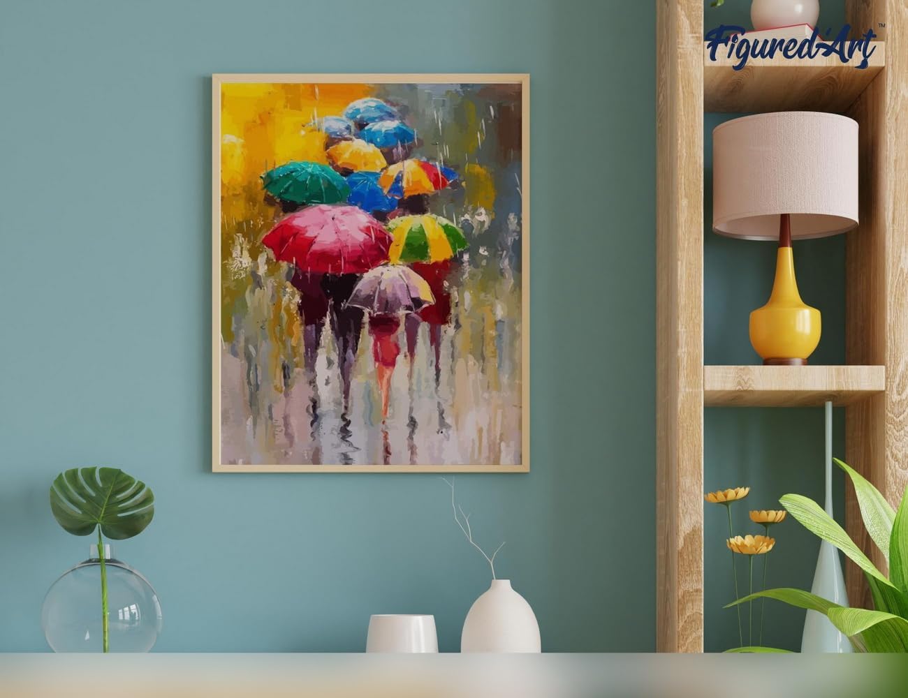 Malen Nach Zahlen Set Schirme im Regen, Schirme im Regen 40x50cm Mit Keilrahmen (nicht gespannt)