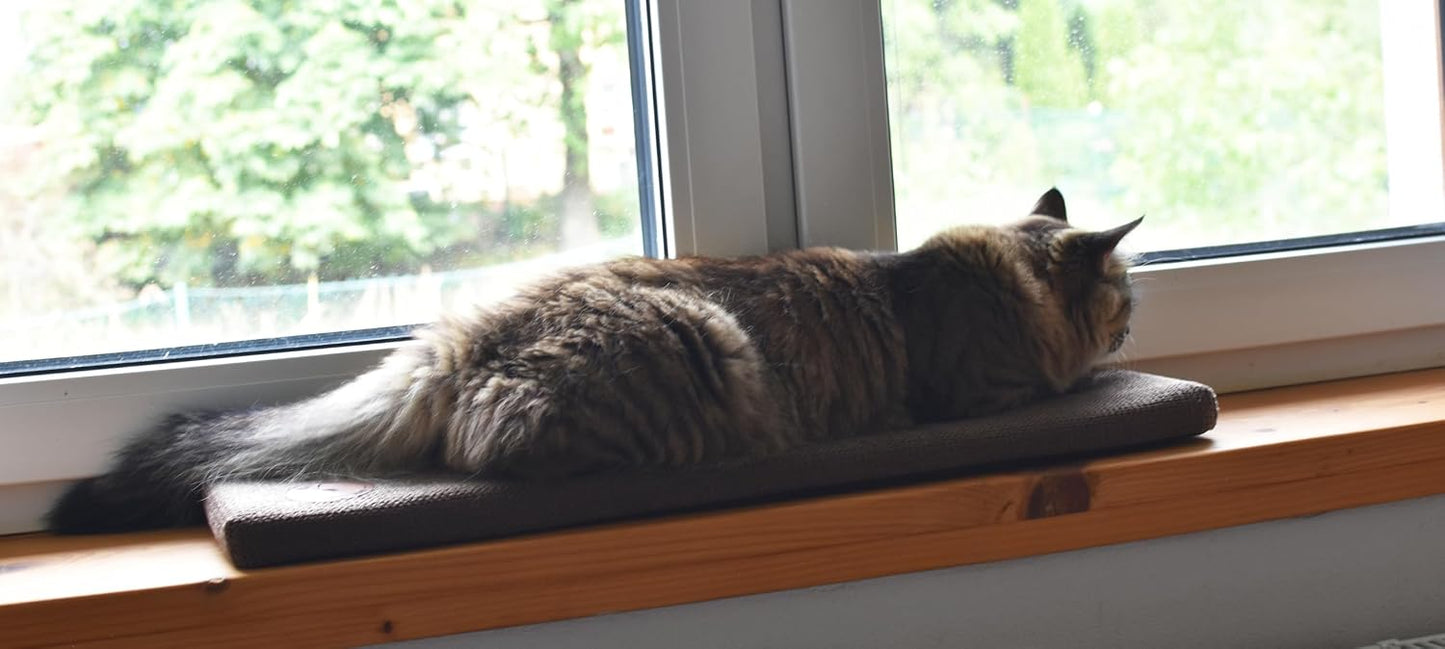 Katzen Fensterliege Cleo mit rutschfester Rückseite, Braun Struktur 70 x 27 x 3 cm
