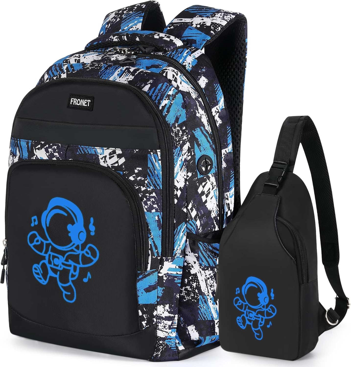 Schulrucksack-Set für Jungen (2-teilig), Jungen Blau