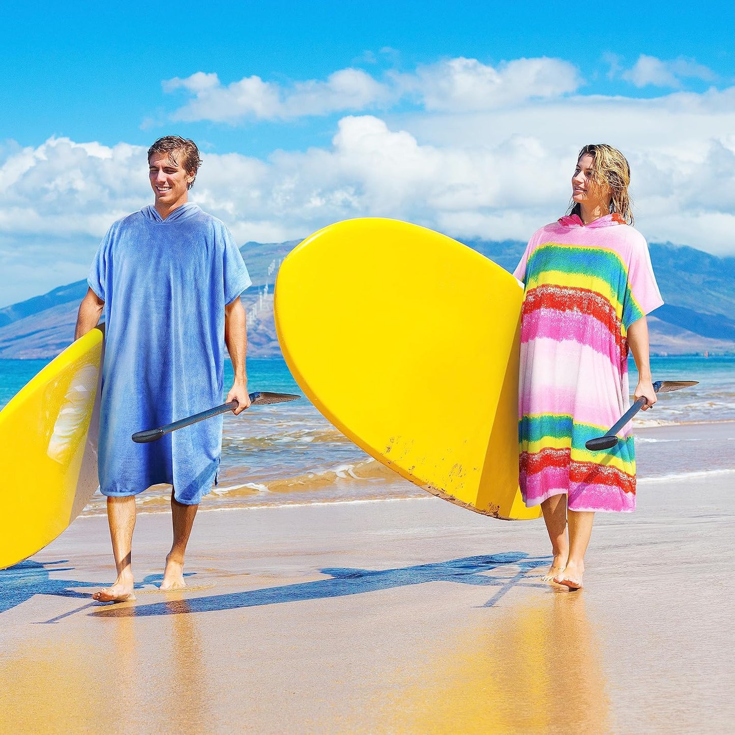 Surf Poncho mit Tragetasche, Regenbogen