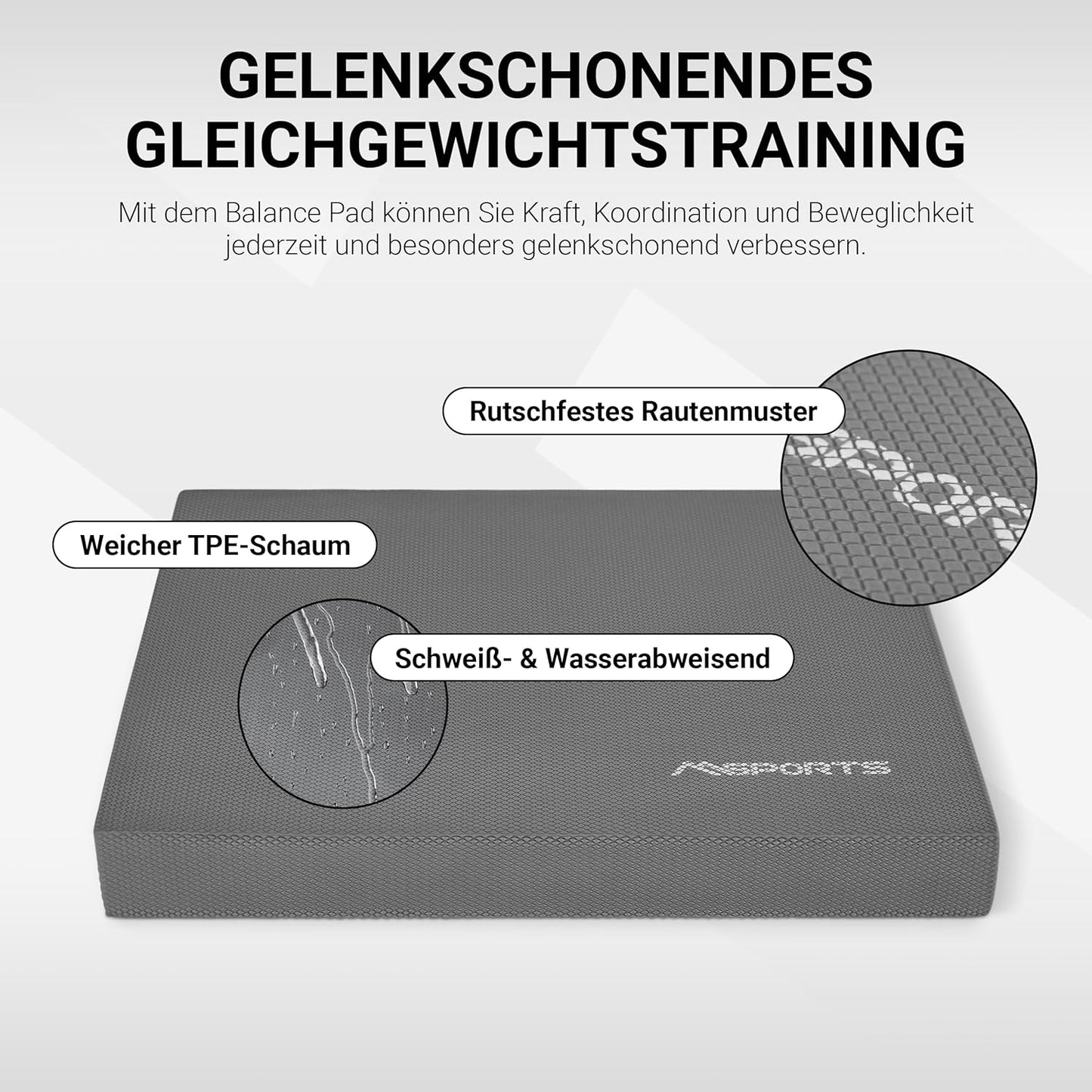 Balance Pad mit Übungsposter, Anthrazit