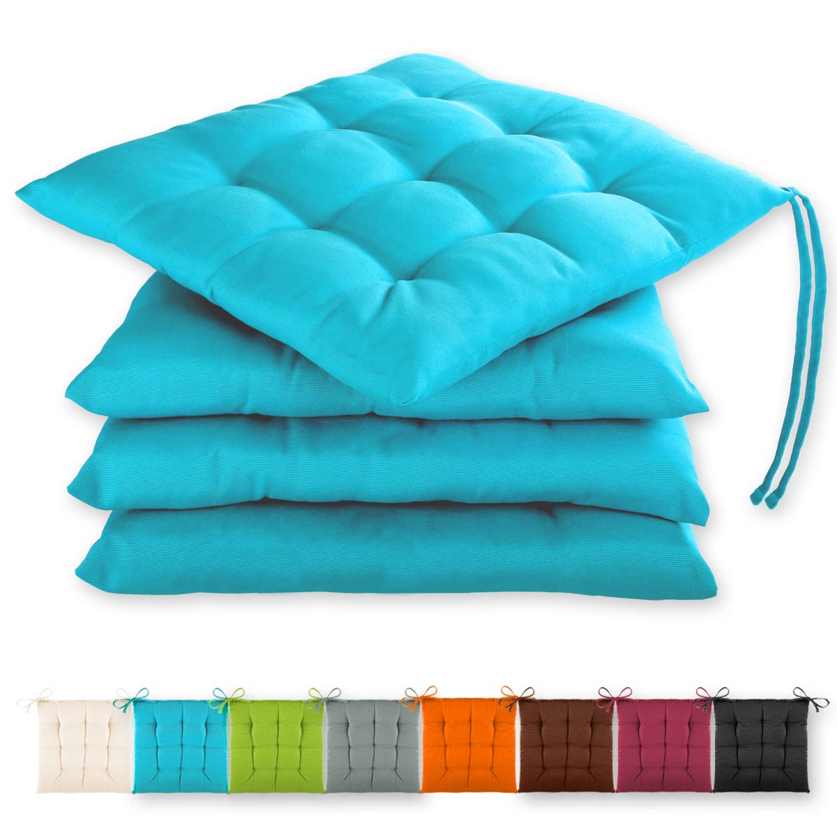 Sitzkissen-Set, 4 Stück (1er Pack) Türkis