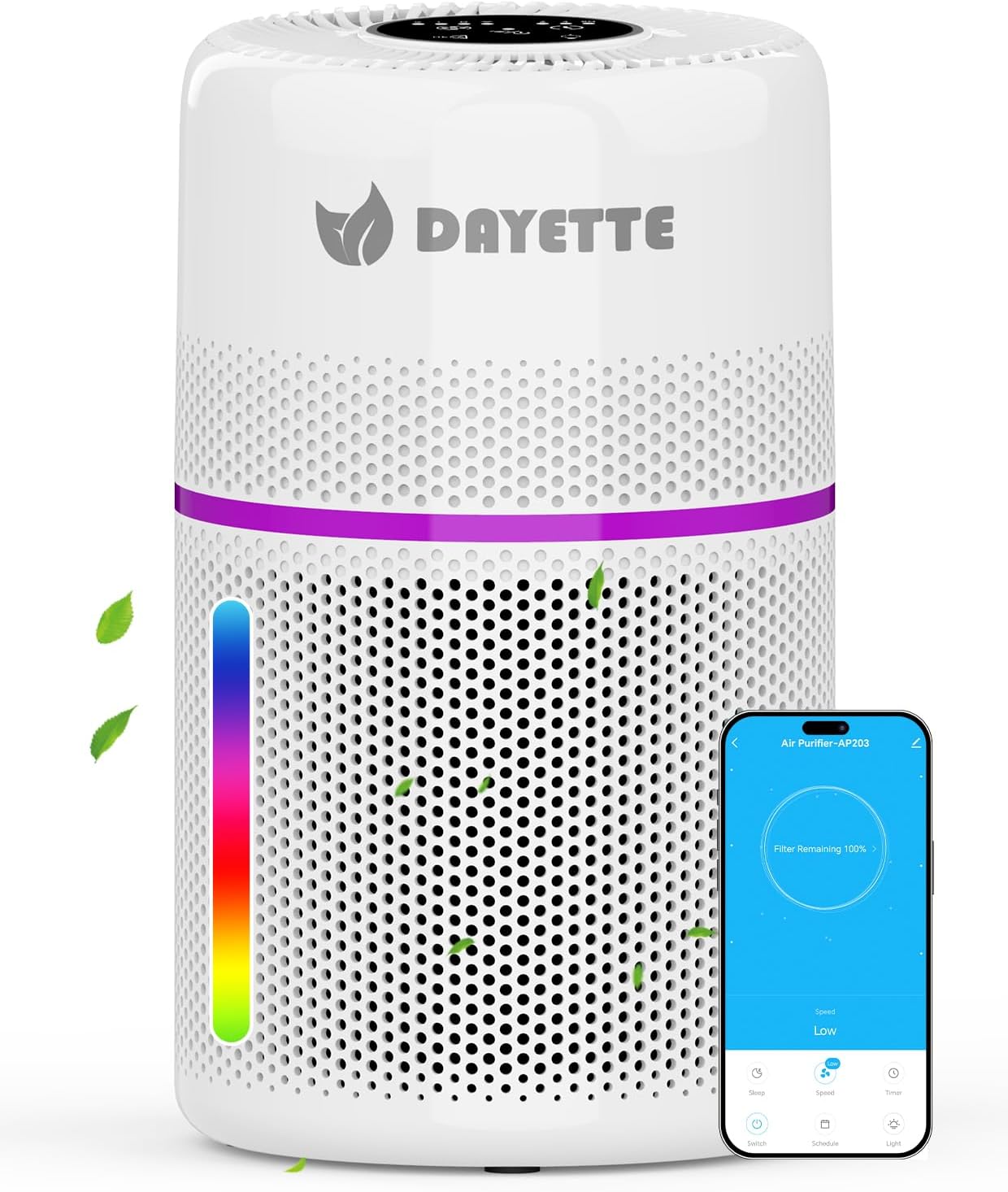 Wifi Luftreiniger mit HEPA 13 Filter, Weiß 90㎡ Wohnung