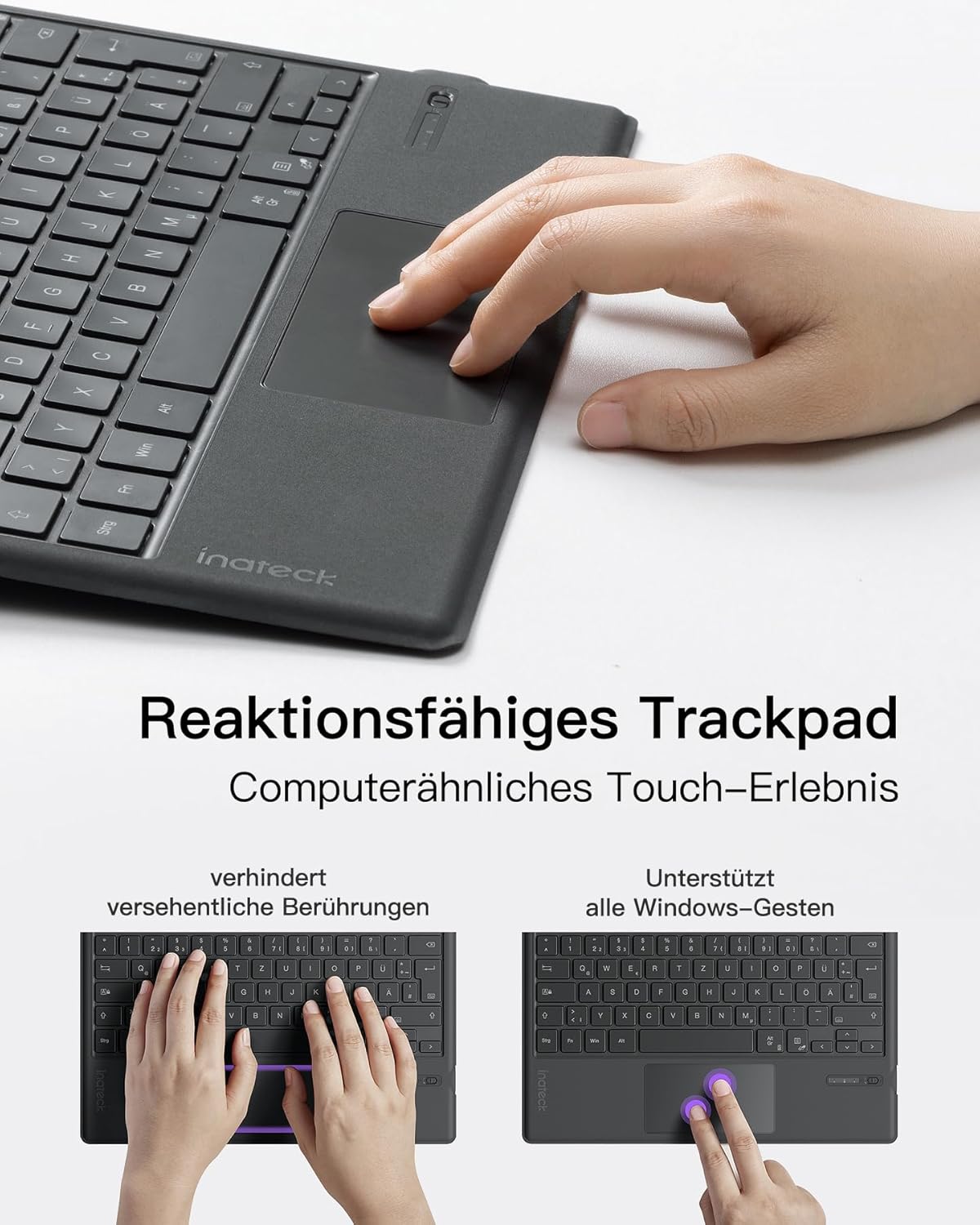 Surface Pro 7 Bluetooth-Tastatur mit Trackpad, Grau Upgrade