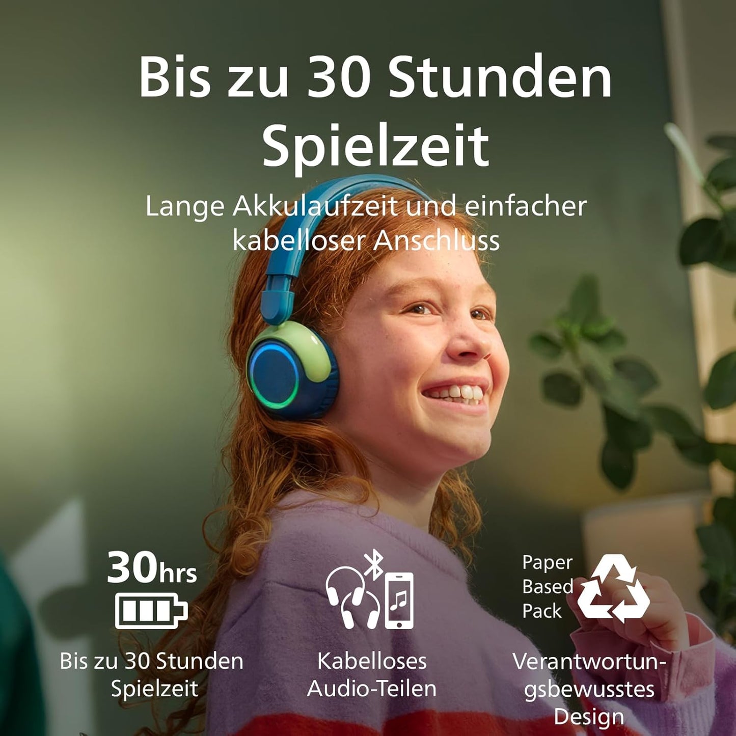 Kabellose Kinderkopfhörer mit Lautstärkebegrenzung TAK4200CT, Crystal Teal 4200