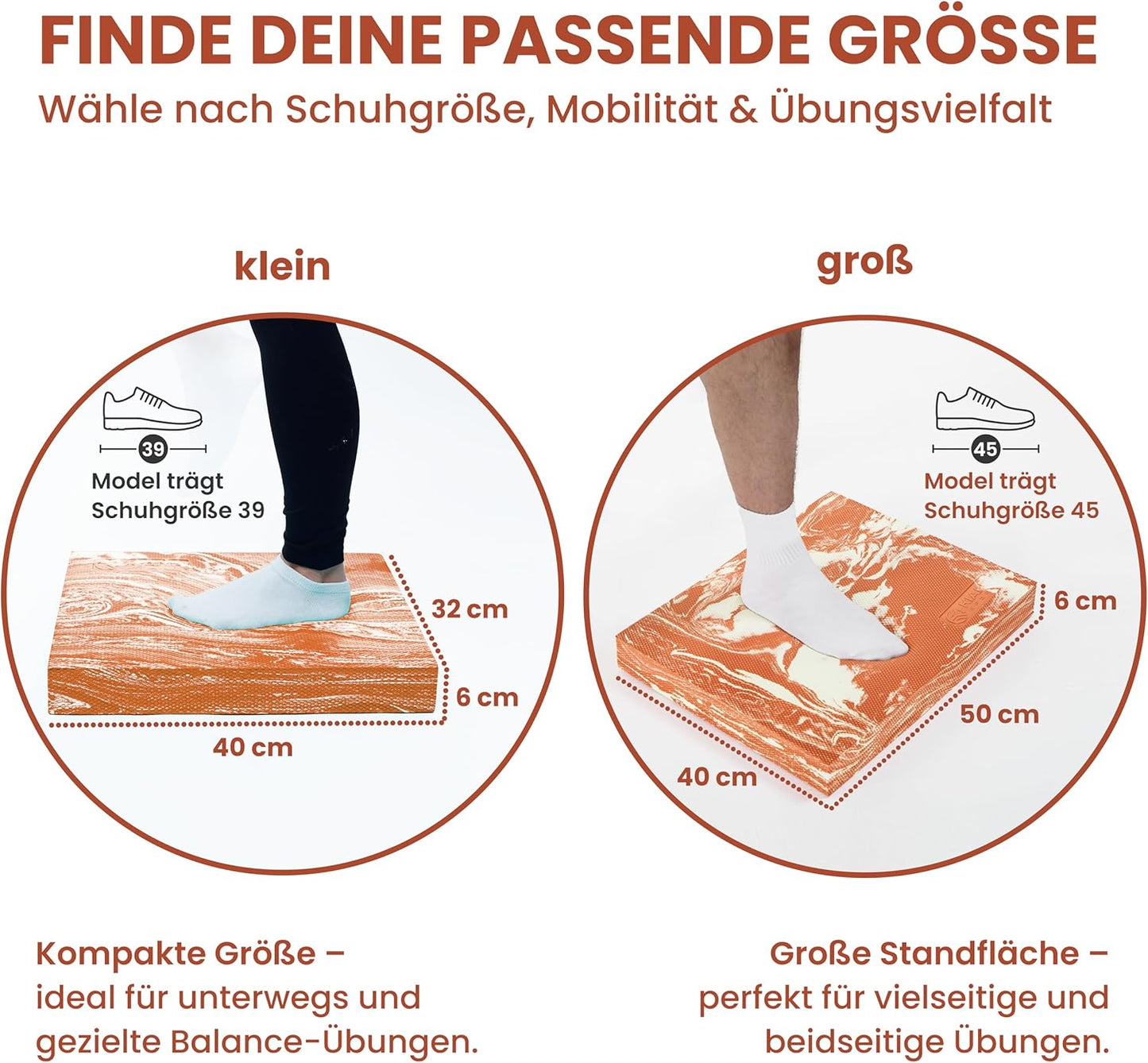 Balance Pad für effektives Gleichgewichtstraining, 50 x 40 x 6 cm Braun