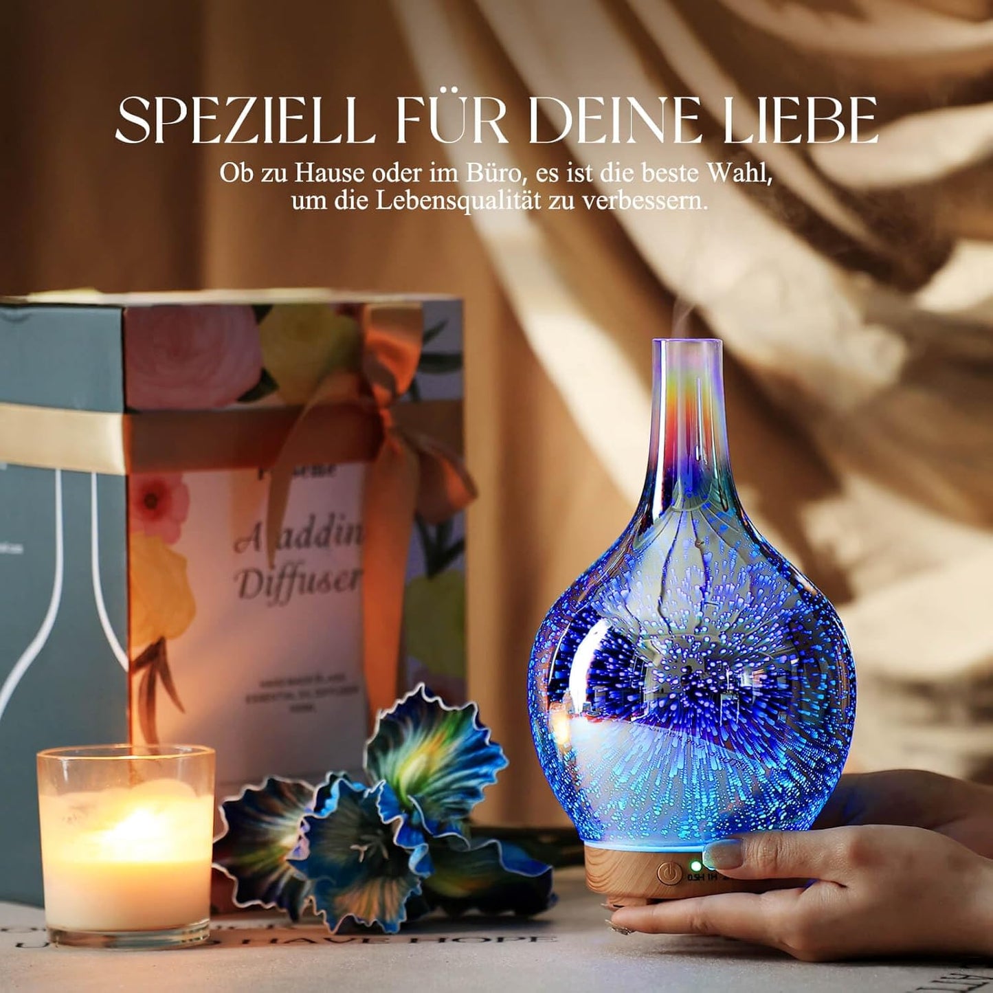 Aroma Diffuser & Luftbefeuchter mit 3D-Effekt, Silver