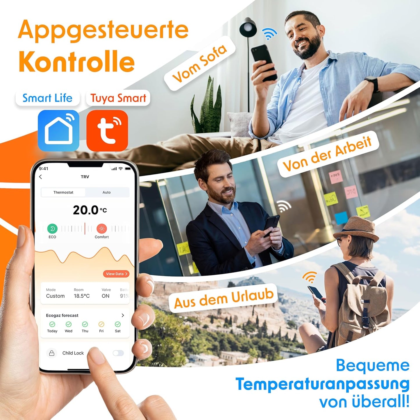 Heizkörperthermostat mit Smart Home Steuerung, Rund 1 Stück Weiß