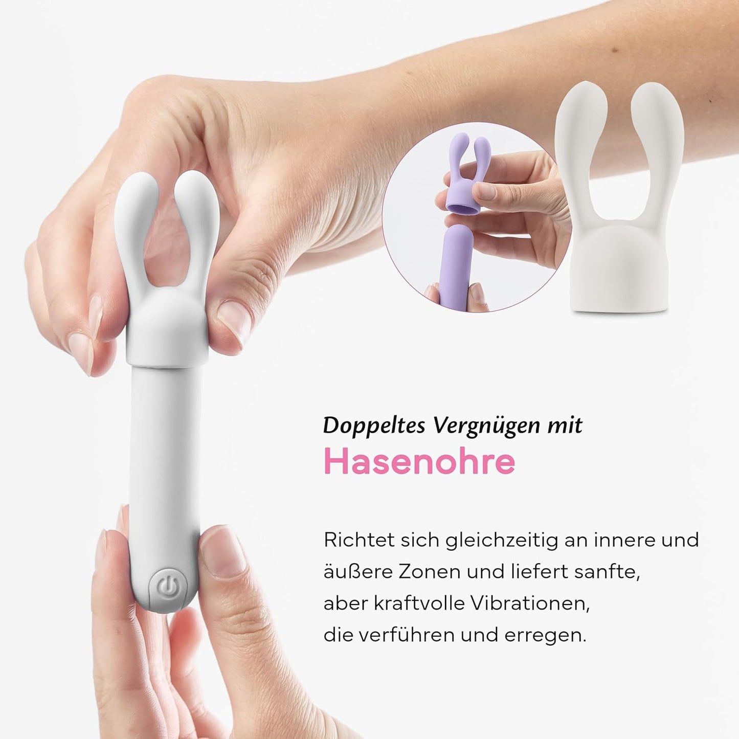 Mini-Vibratorenset mit 10 Modi & 3 Aufsätzen, Whisper White