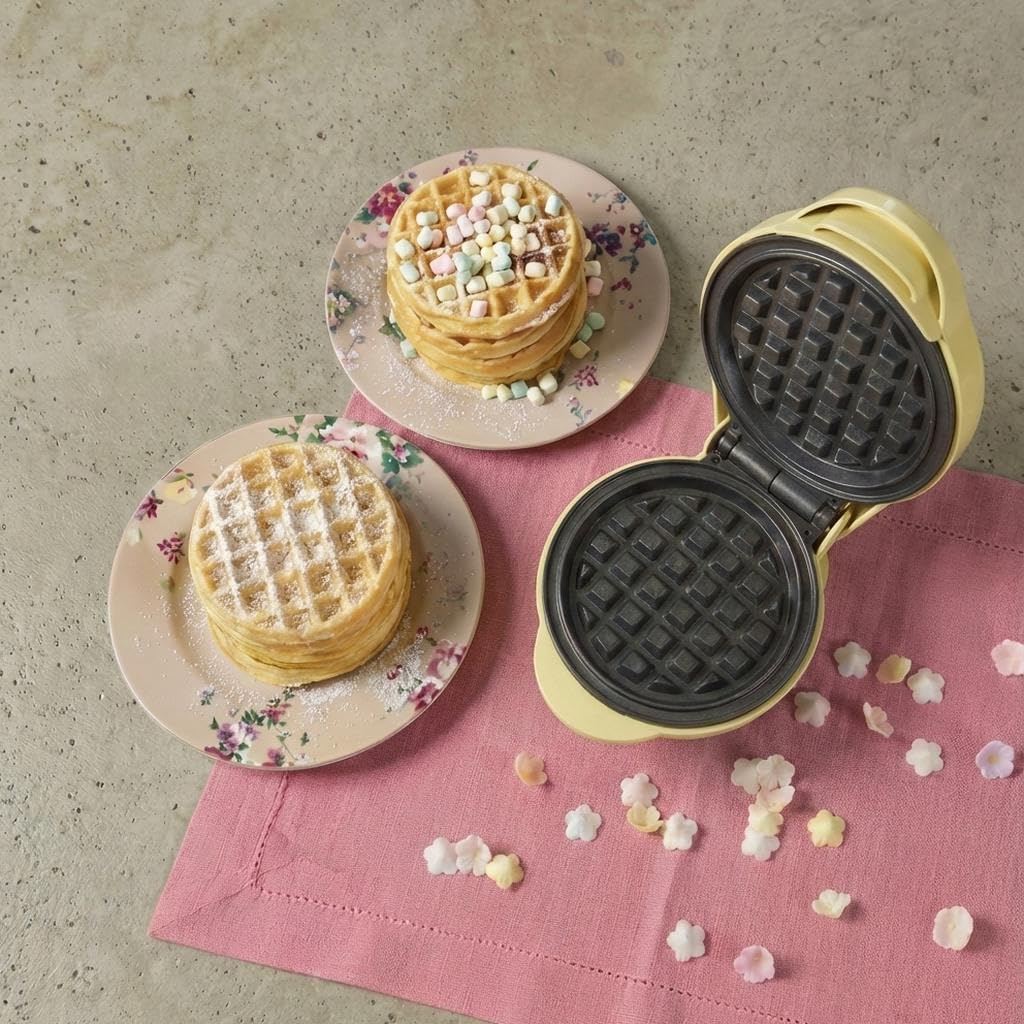 Mini-Waffeleisen im Retro-Design, Gelb