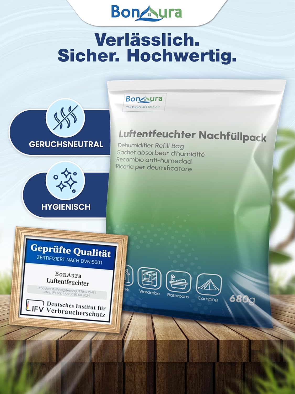 4er-Set Luftentfeuchter Nachfüllpack, 4x Granulat Beutel