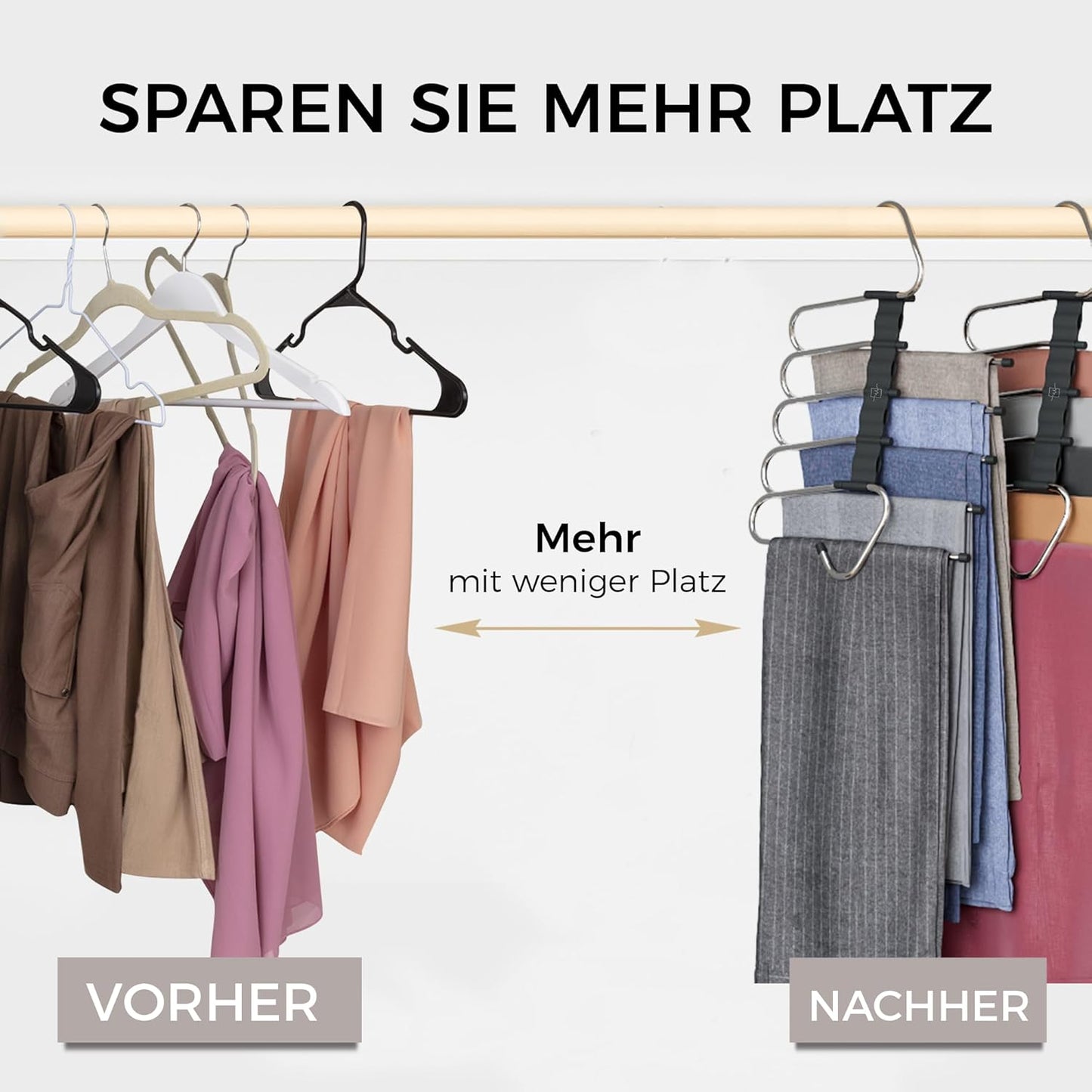 2er-Set Mehrfachhosenbügel, Schwarz 2er-Pack