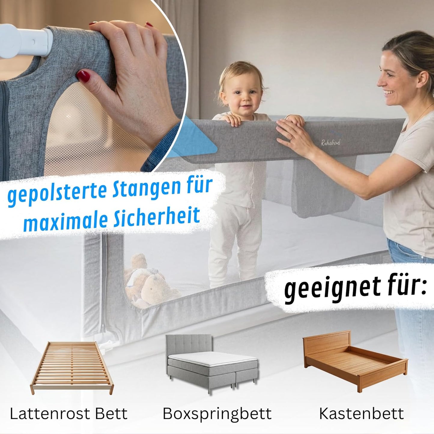 Rausfallschutz für Boxspringbetten, Einzelseite 180cm