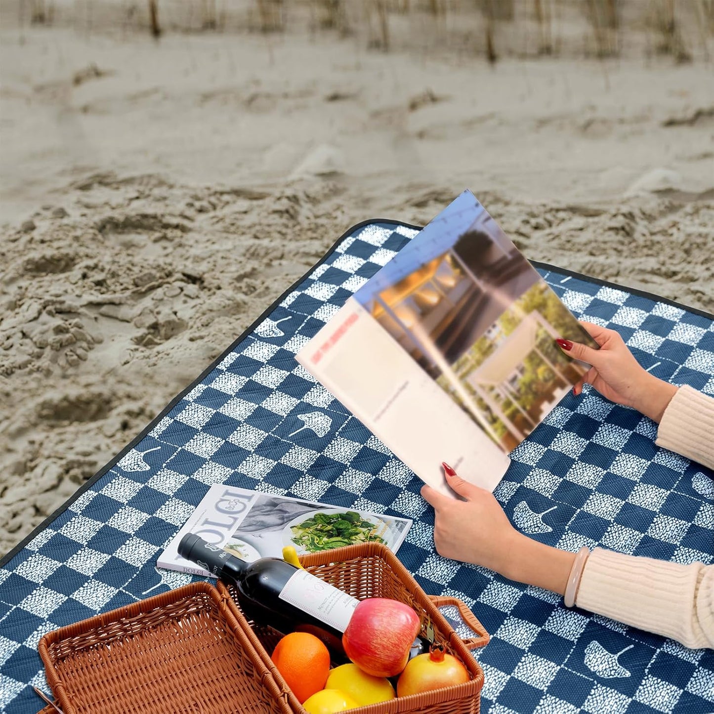 Faltbare Outdoor-Picknickdecke, 200 x 200 cm (Rechteckig) Jeansblau