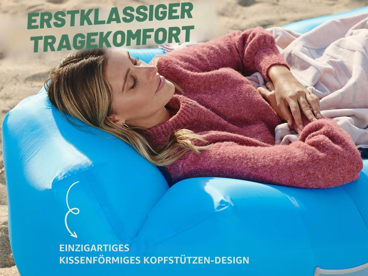 Aufblasbarer Lounger mit Zubehör, Blau