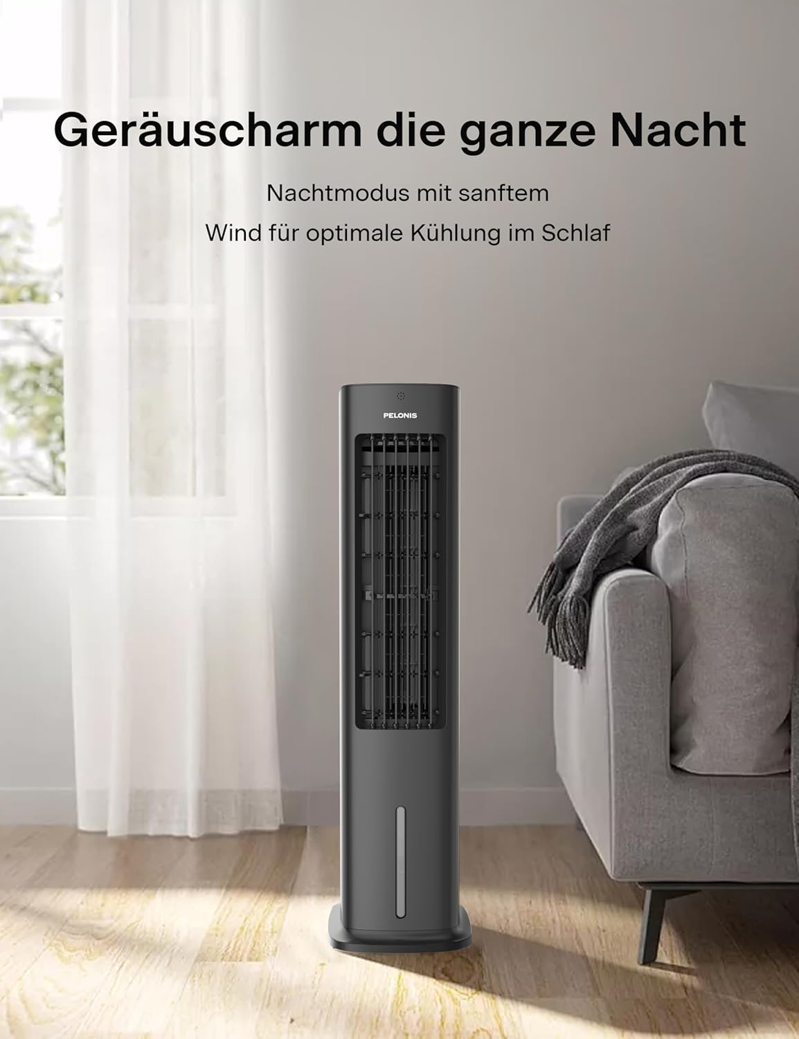 3-in-1 Verdunstungskühler mit Fernbedienung & Timer, 85CM Turmventilator Black