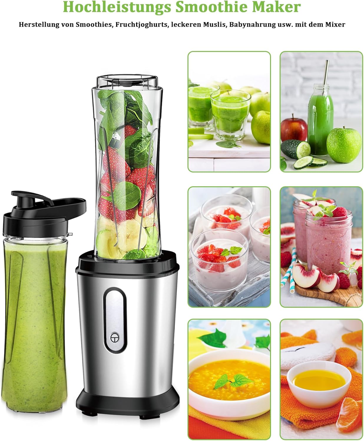 Standmixer & Smoothie Maker, Silber und Schwarz