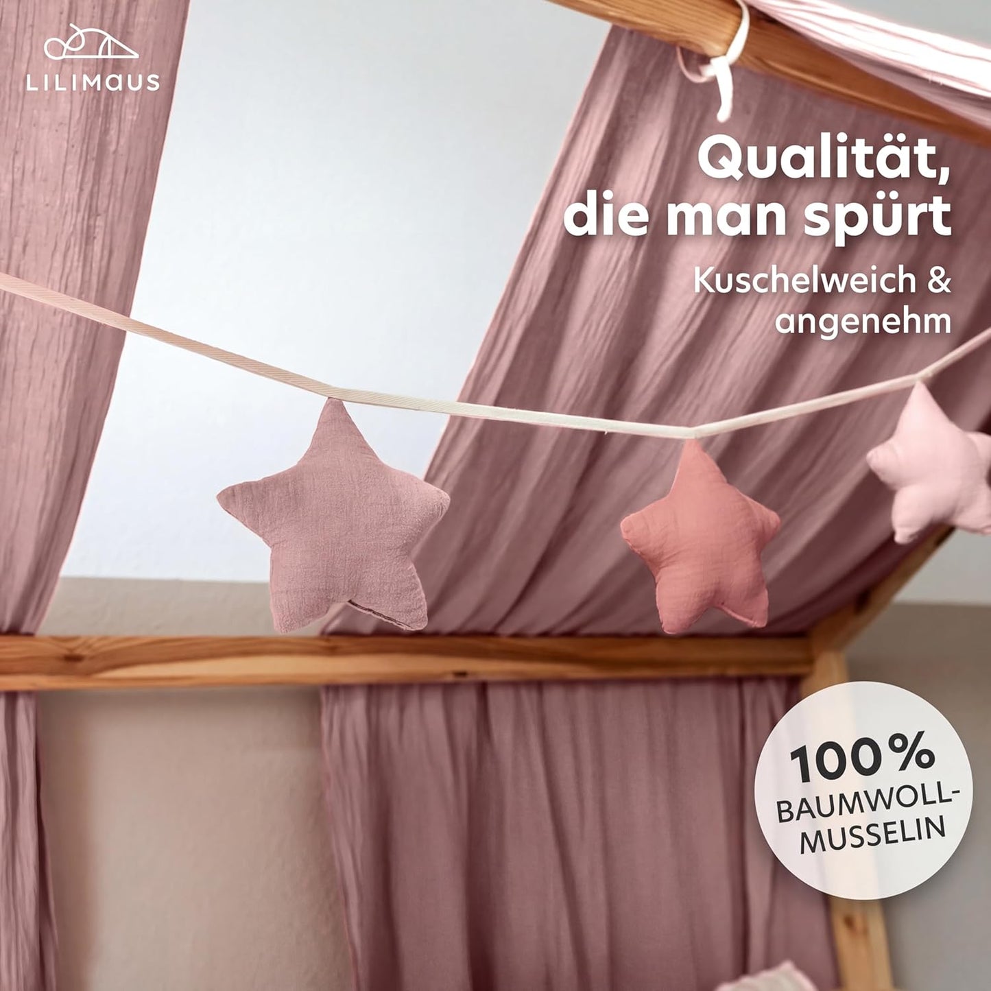 Sternenkette, Altrosa & Puderrosa Sterne ohne Goldapplikation