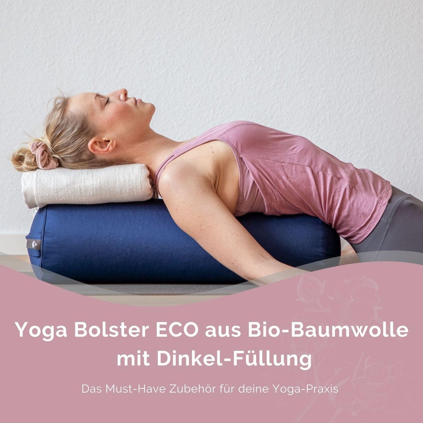 Yoga Bolster Eco mit Bio-Dinkelfüllung, schwarz