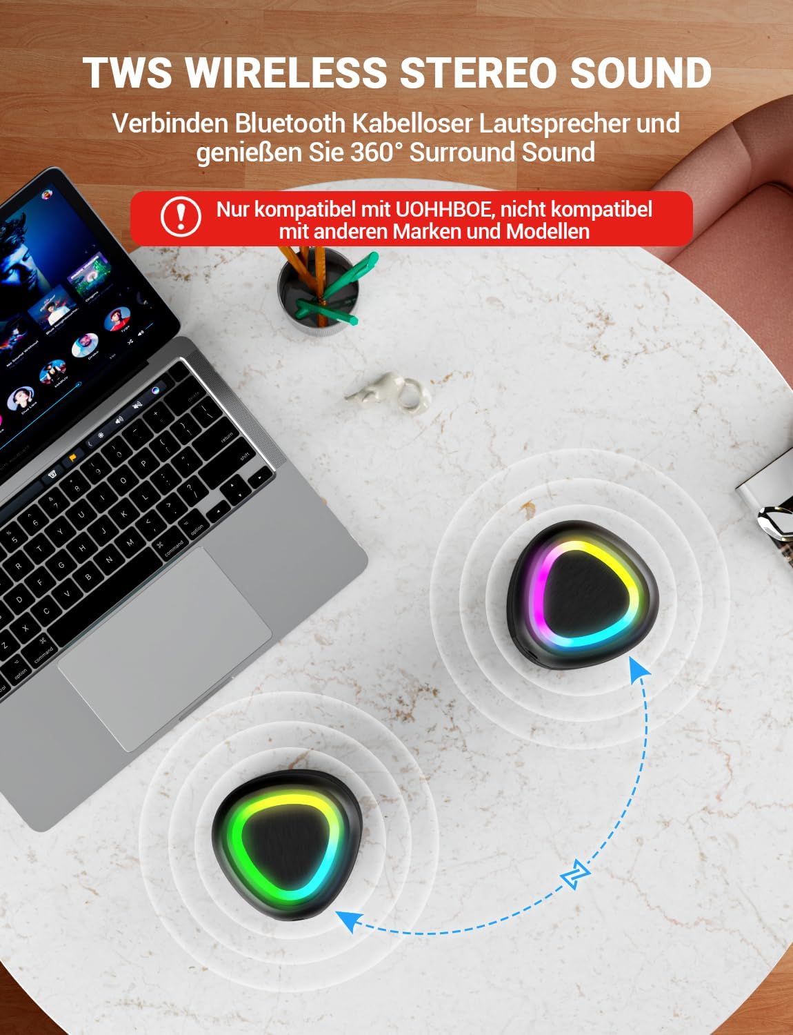 Kompakter Bluetooth-Lautsprecher LYYX03N mit TWS & RGB Lichtern, A46