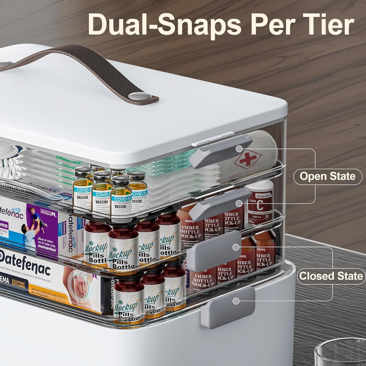 4-lagige Medikamentenbox-Set mit Pillenorganizer, Extra 4 -Tier Set