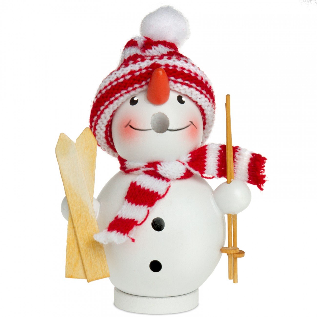 Räucherfigur Schneemann mit Skiern (12,5 cm), Höhe ca. 12.5 cm D01 Weiss - Schneemann mit Skiern in der Hand