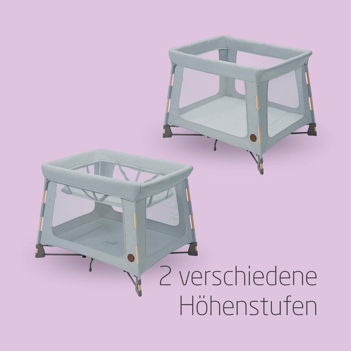 Swift 3-in-1 Reisebett höhenverstellbar mit Matratze, Swift Beyond Grey Eco Care